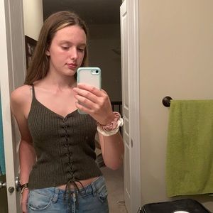 American eagle v-neck tie up top